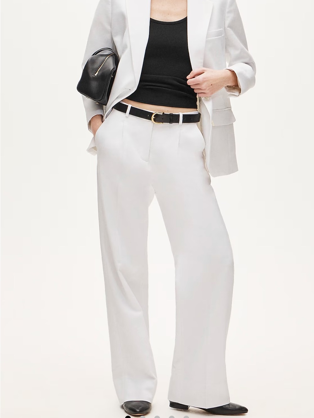 NWT J Crew Petite Essential wide-leg pant in Gramercy linen blend, size 0P White